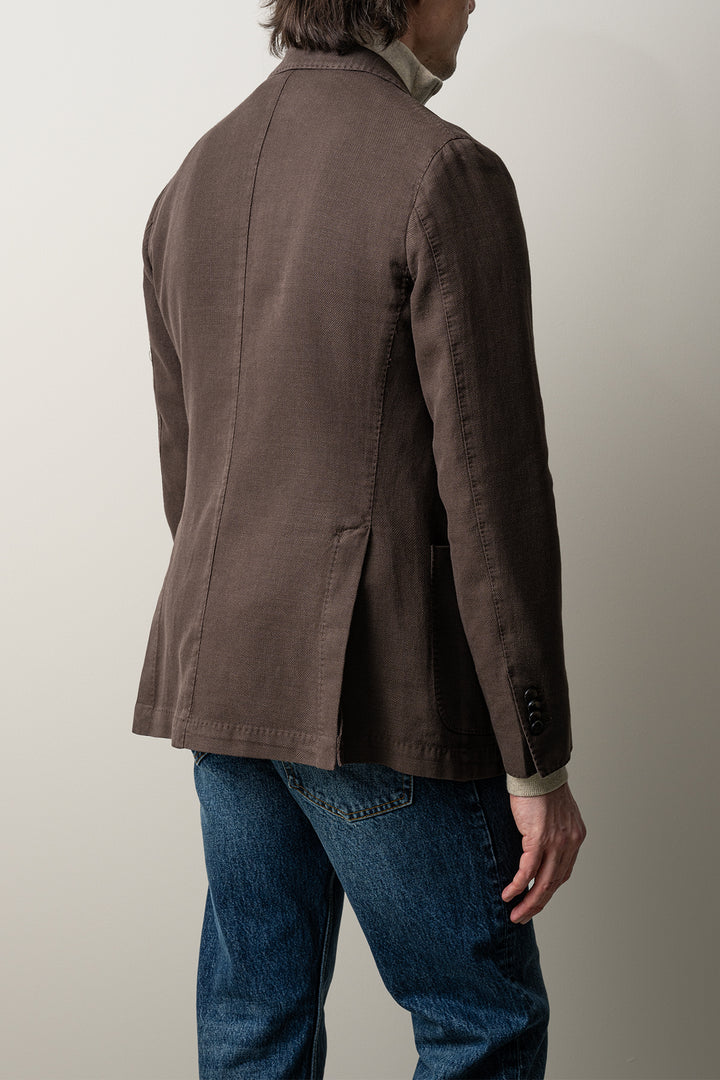 Cotton Ramie Blazer Brown