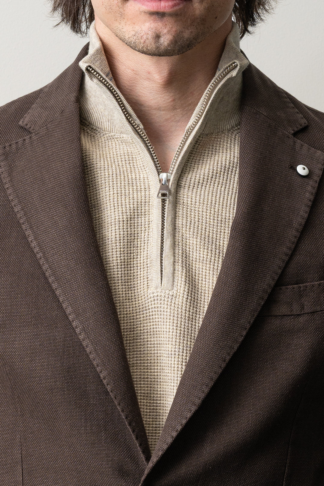 Cotton Ramie Blazer Brown
