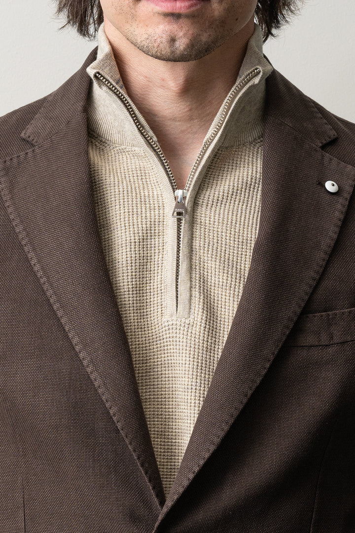 Cotton Ramie Blazer Brown