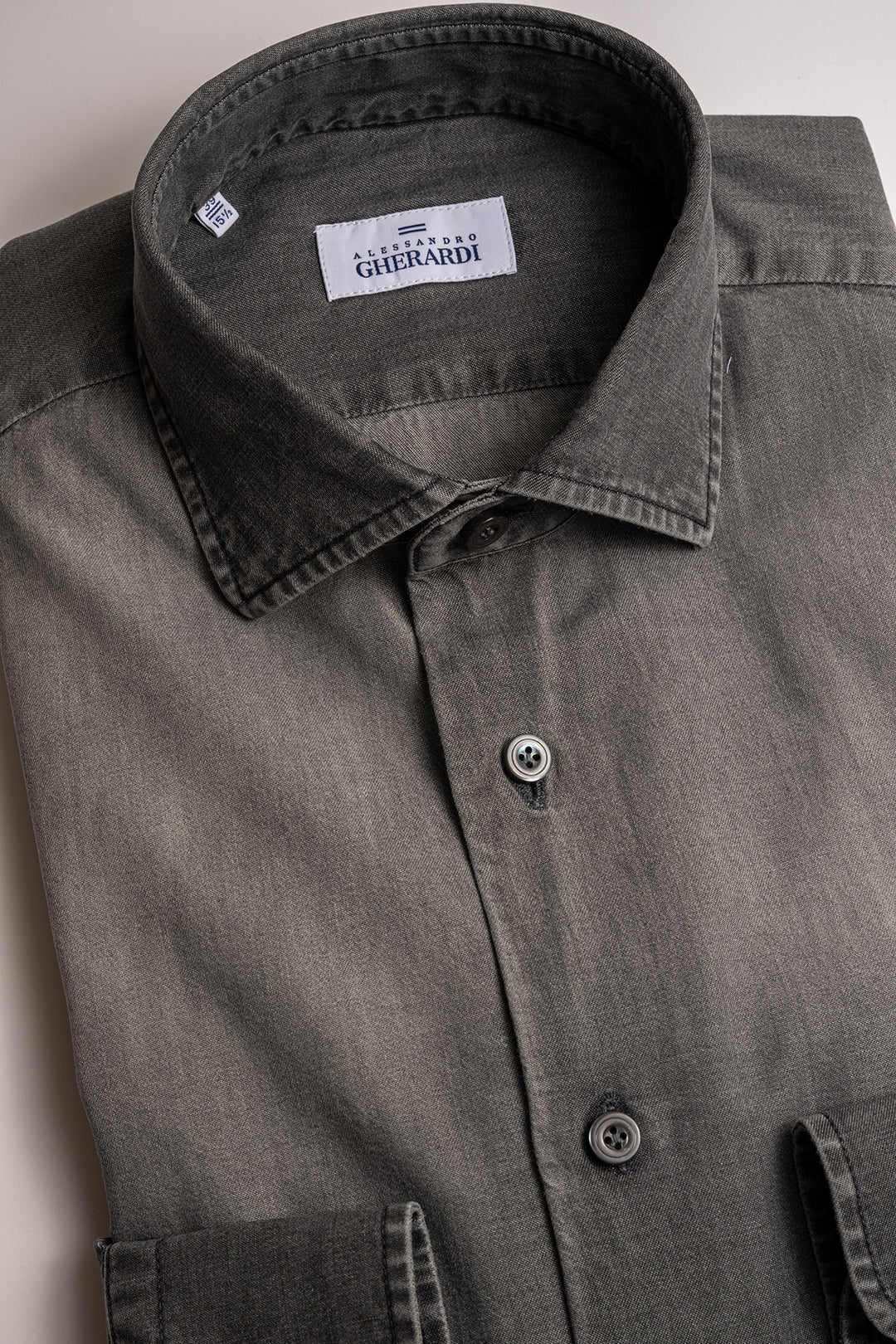 Cotton Regular Denim Shirt MID GREY