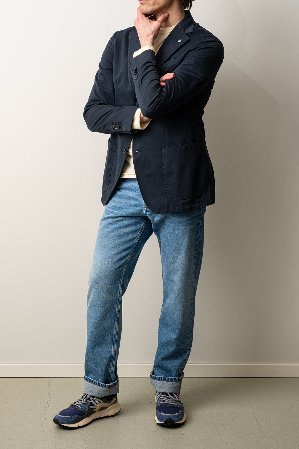 Cotton Silk Soft Blazer Dark Blue