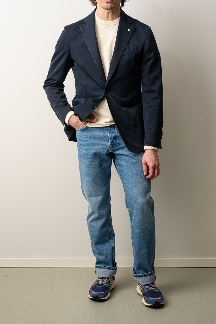 Cotton Silk Soft Blazer Dark Blue