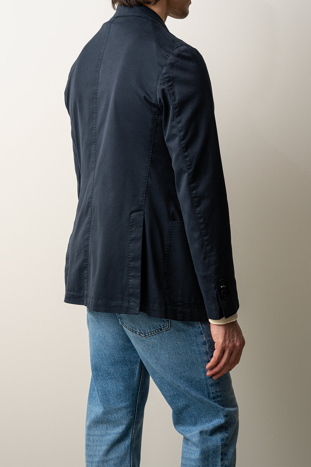 Cotton Silk Soft Blazer Dark Blue