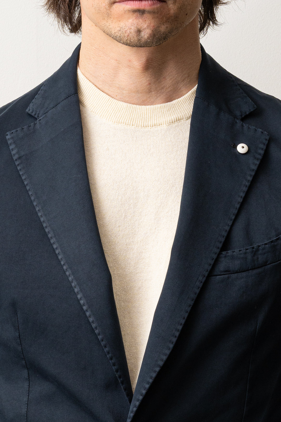Cotton Silk Soft Blazer Dark Blue