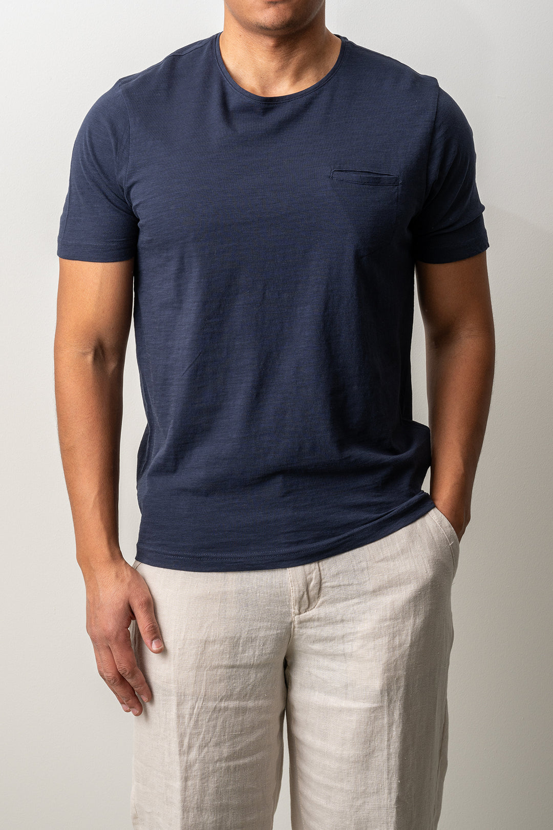 Cotton Washed Pocket T-shirt Navy