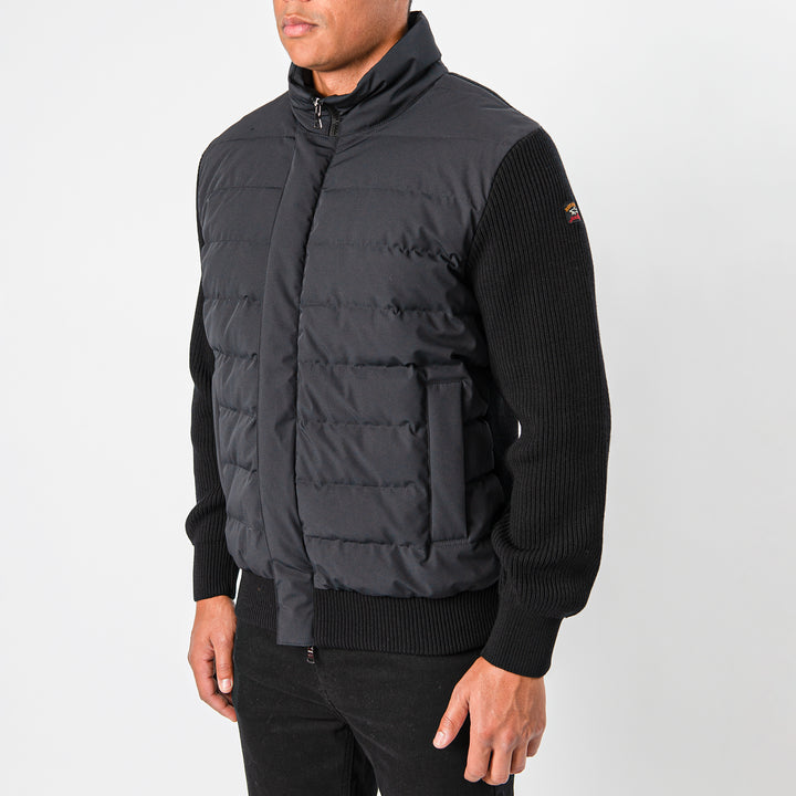 Men's Zipped Hybrid Jacket C.W. Wool BLACK