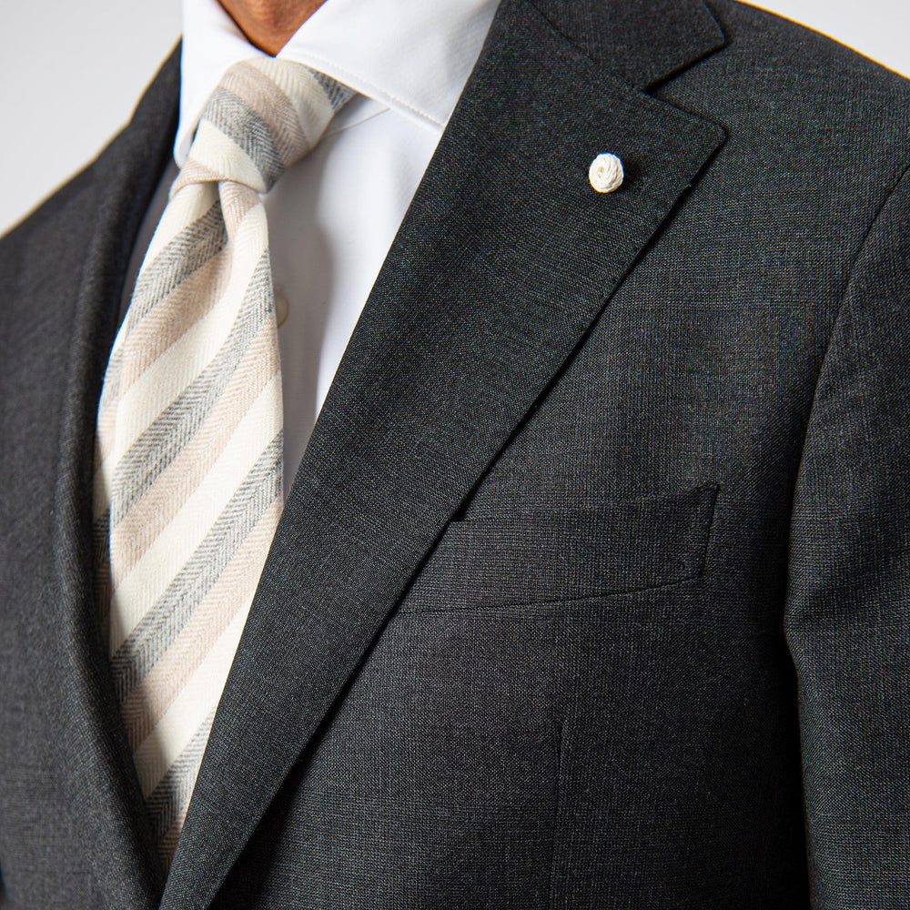 Luxury Super 110's Checked Suit GREY-LUIGI BIANCHI MANTOVA-Jupiter