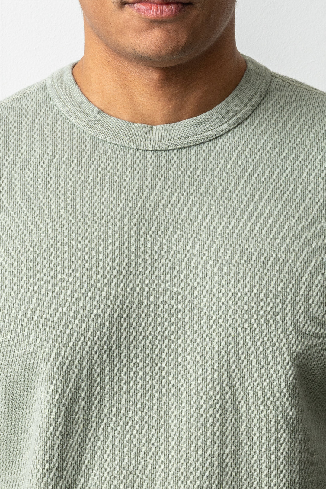 Mesh Stitch Organic Cotton Fleece Sweater 6100011 SAGE