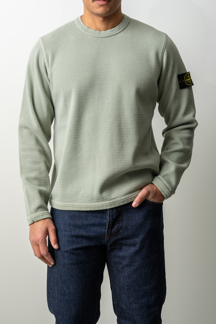Mesh Stitch Organic Cotton Fleece Sweater 6100011 SAGE