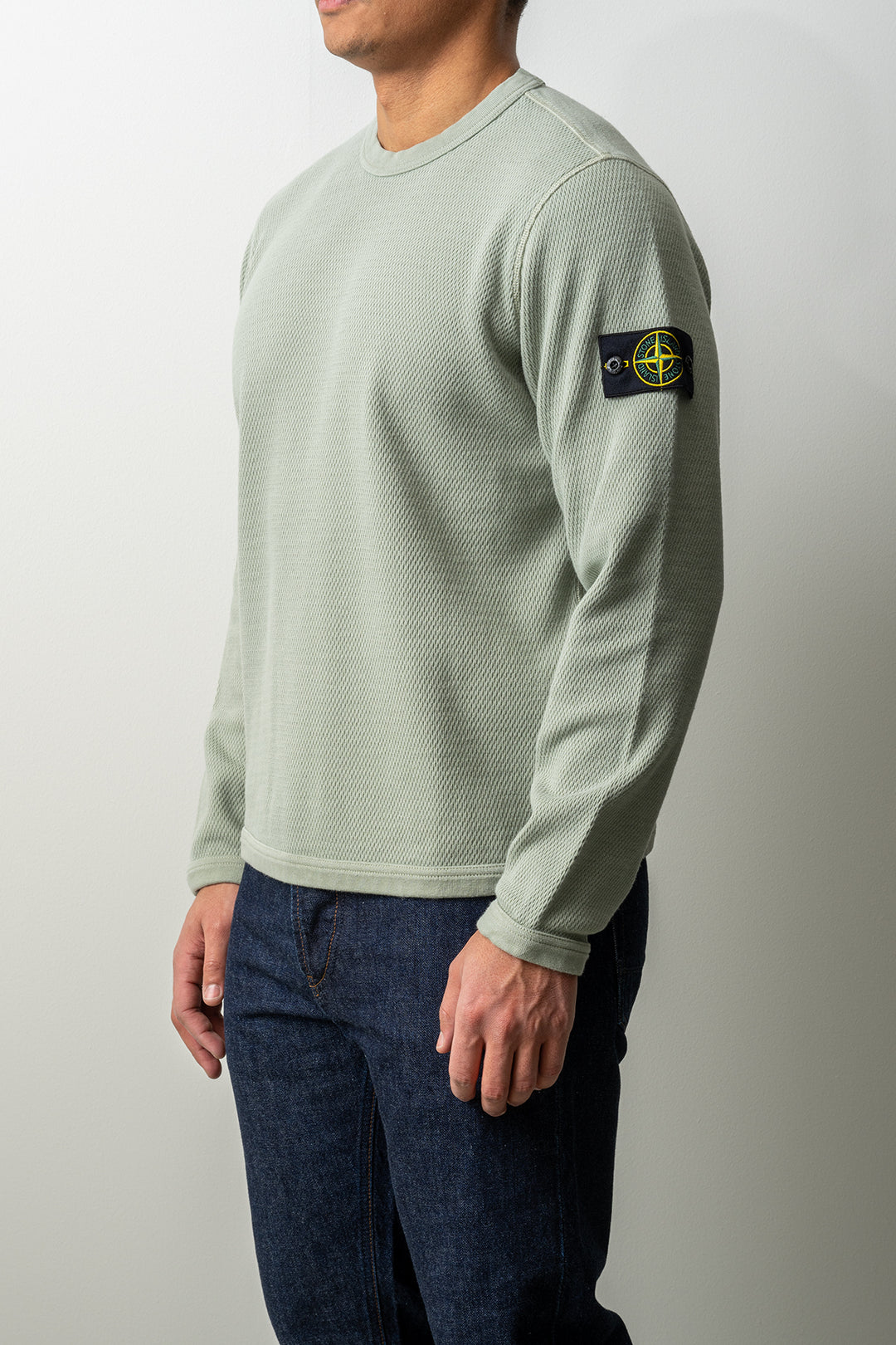 Mesh Stitch Organic Cotton Fleece Sweater 6100011 SAGE