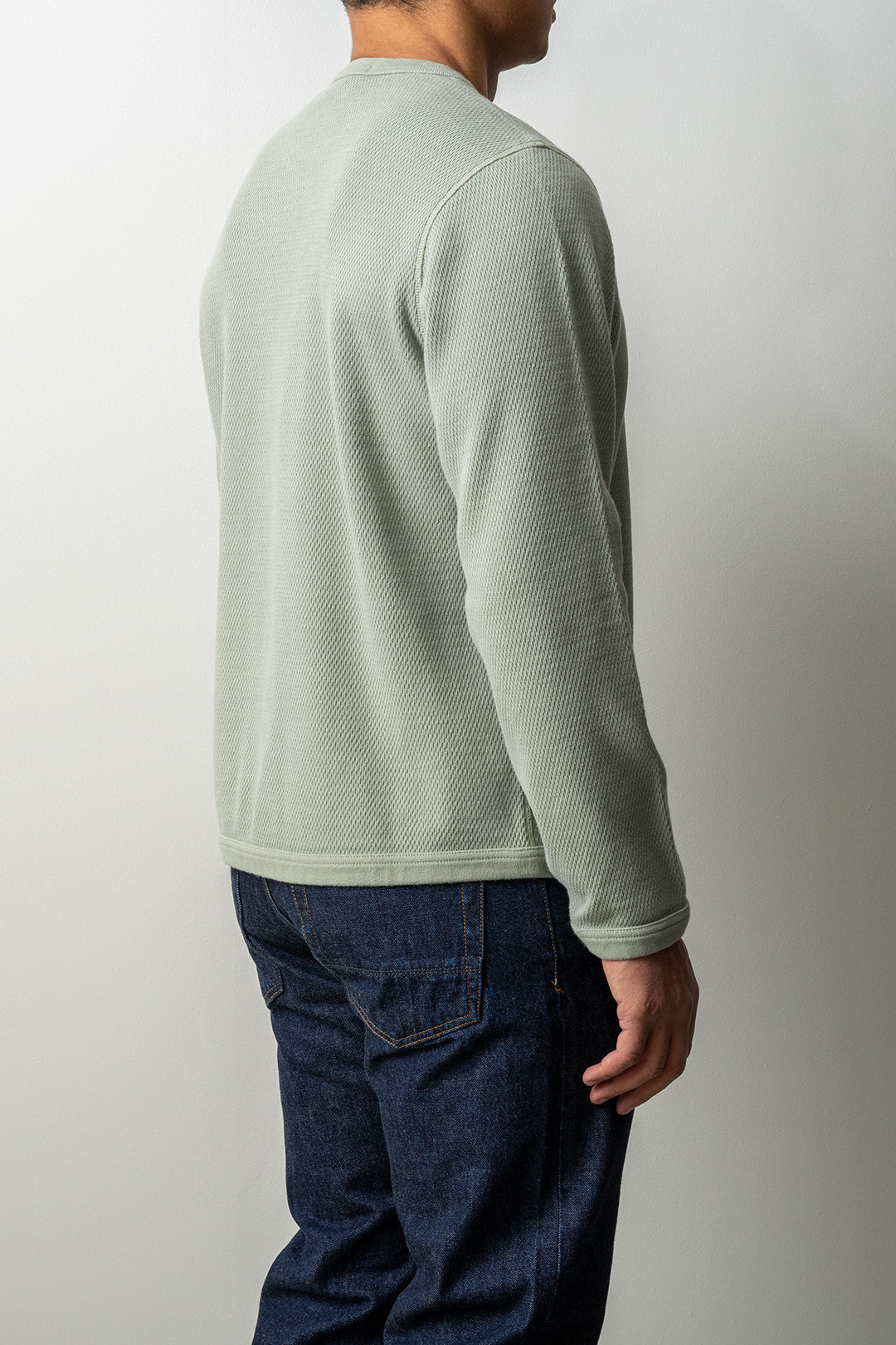 Mesh Stitch Organic Cotton Fleece Sweater 6100011 SAGE