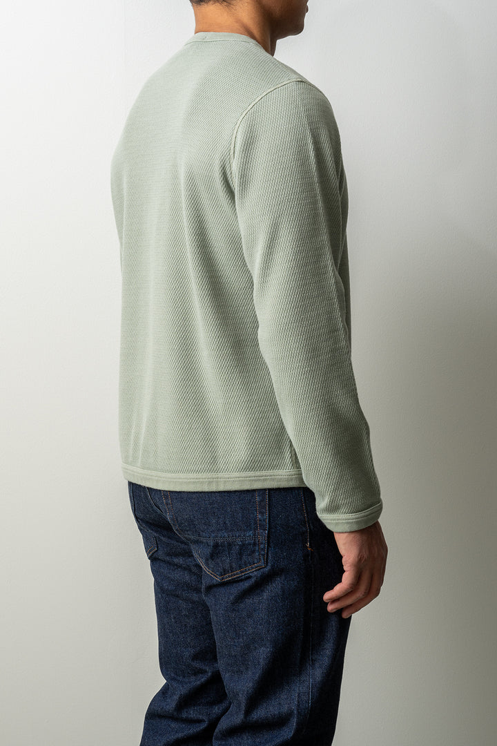 Mesh Stitch Organic Cotton Fleece Sweater 6100011 SAGE