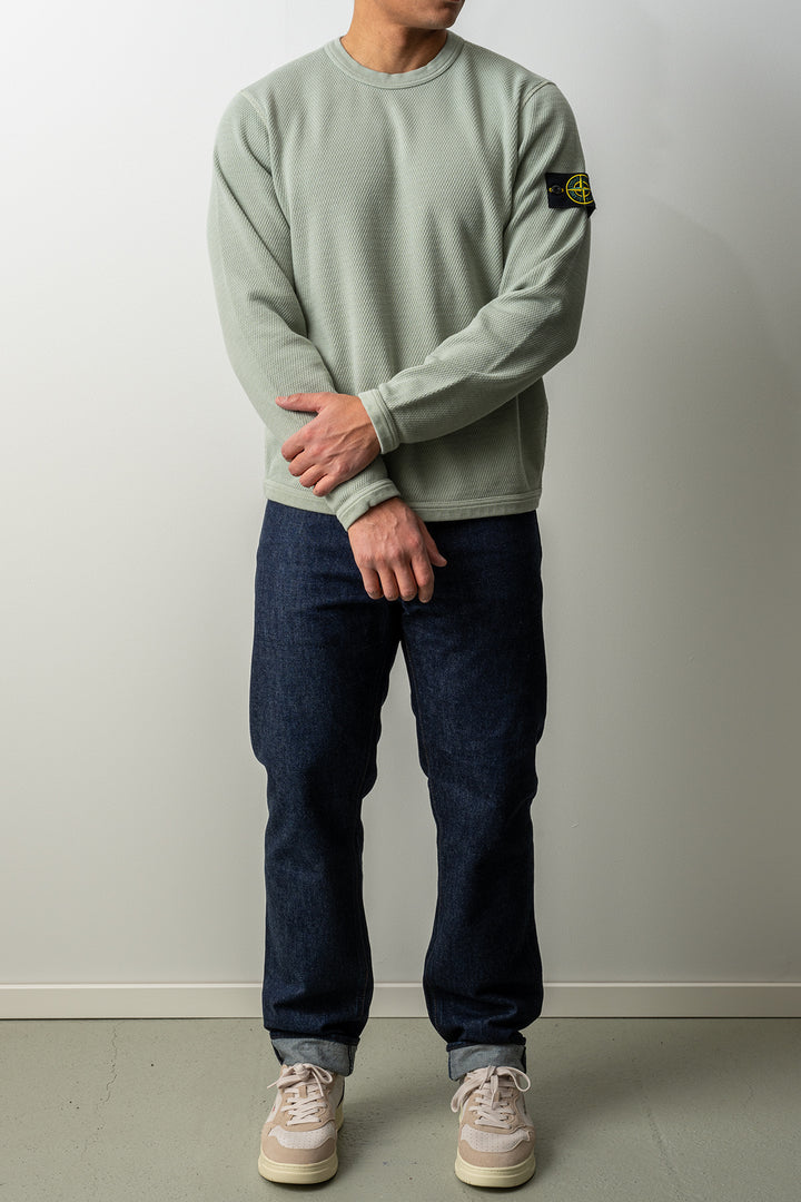 Mesh Stitch Organic Cotton Fleece Sweater 6100011 SAGE