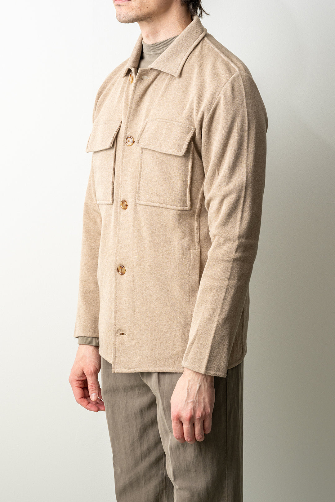 Classic Knitwear Overshirt Beige
