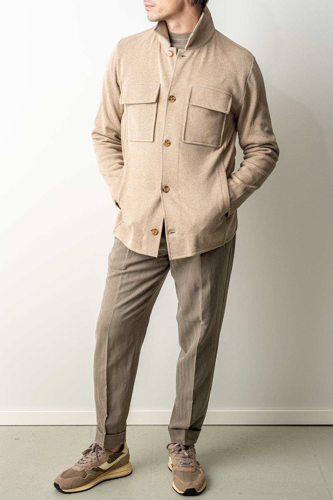 Classic Knitwear Overshirt Beige