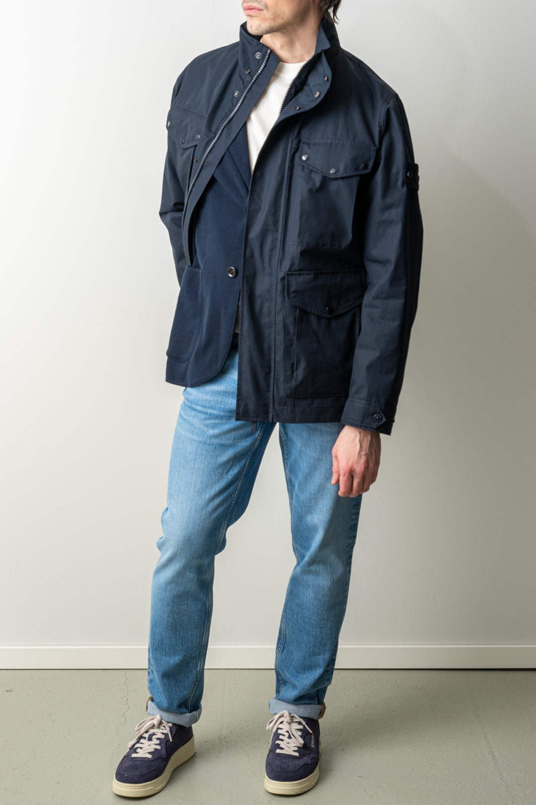 Cotton Canvas Ghost Field Jacket 4100035 Navy Blue