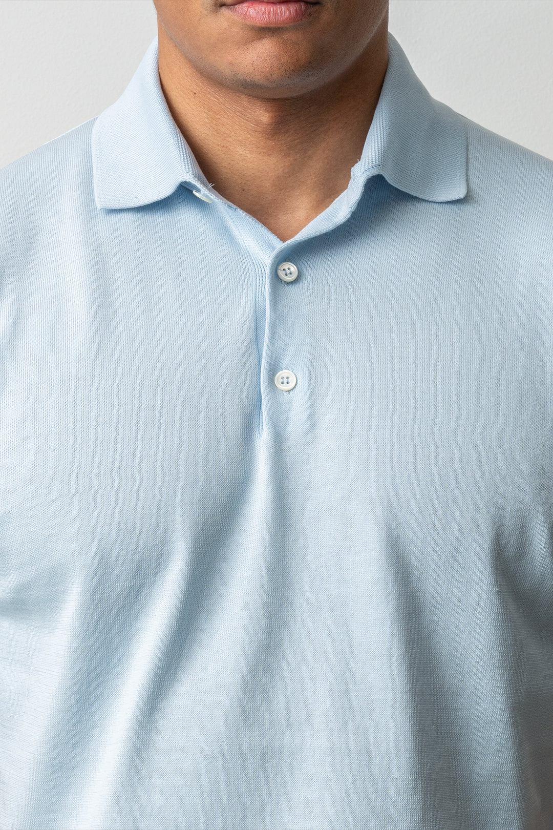 Luxury Creped Cotton Polo SS BABY BLUE