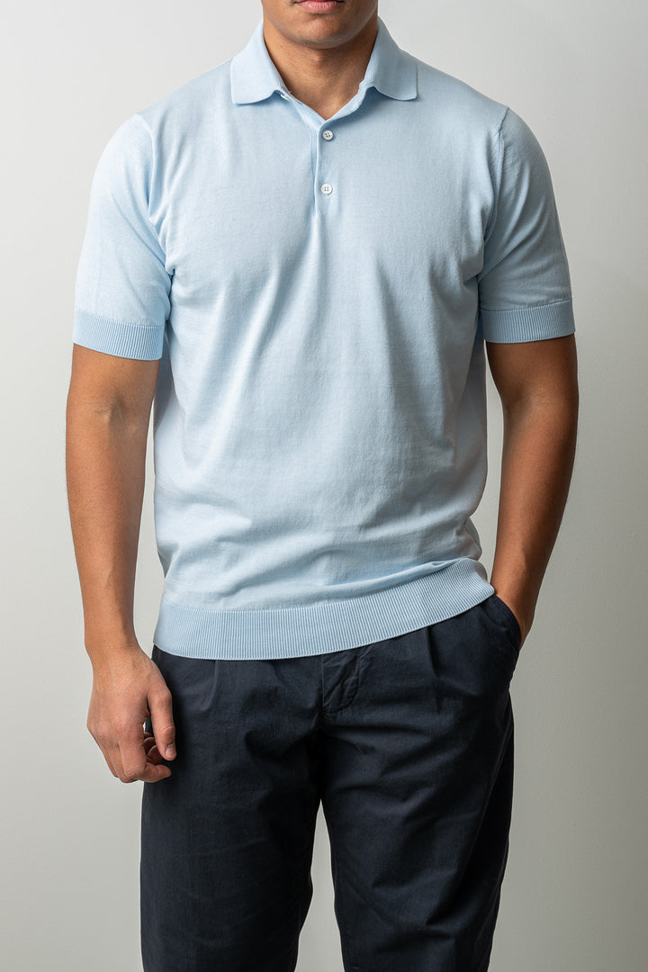 Luxury Creped Cotton Polo SS BABY BLUE