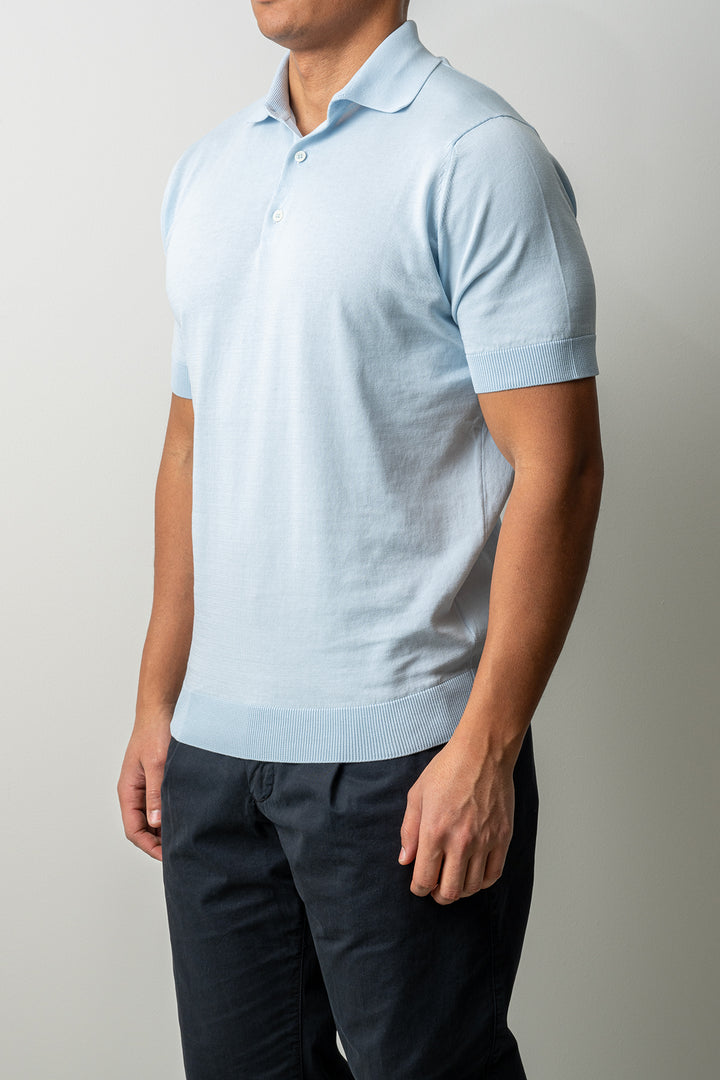 Luxury Creped Cotton Polo SS BABY BLUE
