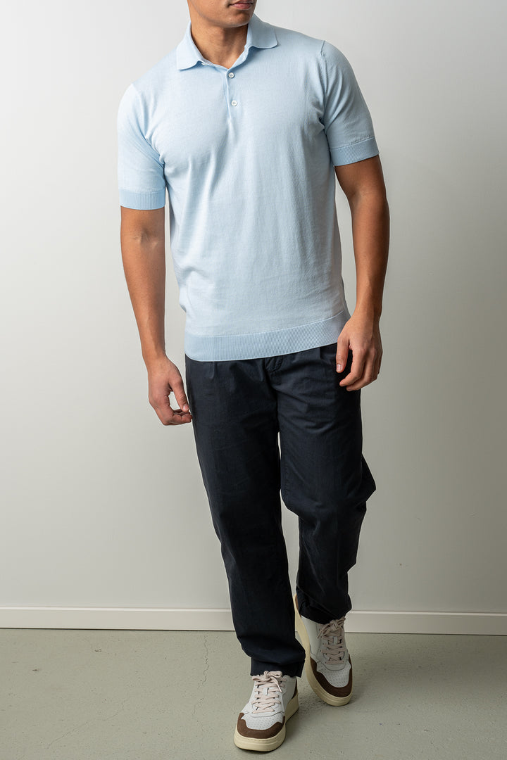 Luxury Creped Cotton Polo SS BABY BLUE