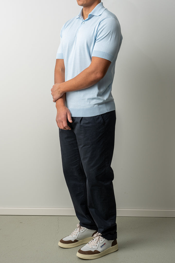 Luxury Creped Cotton Polo SS BABY BLUE