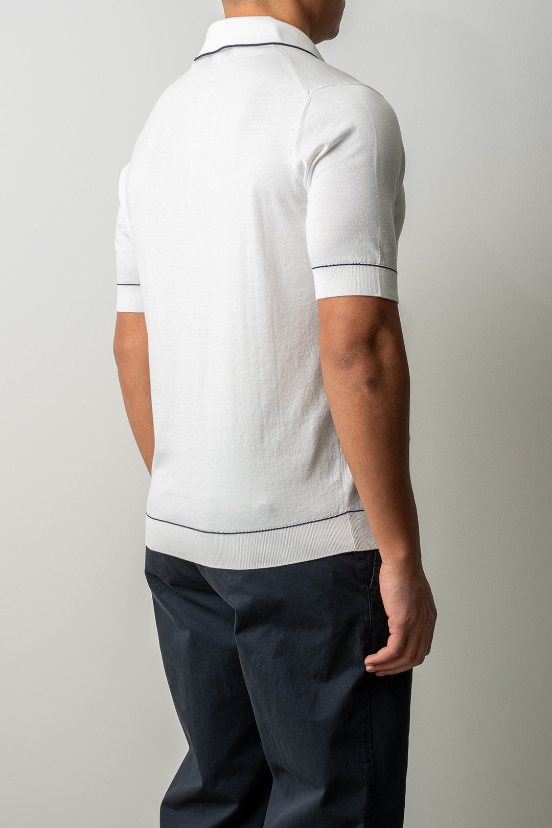Luxury Cotton Polo Shirt SS White Blue