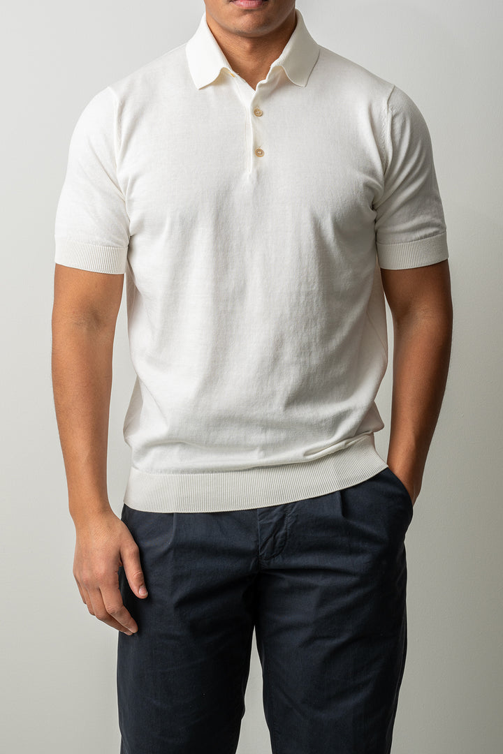 Luxury Creped Cotton Polo SS Latte
