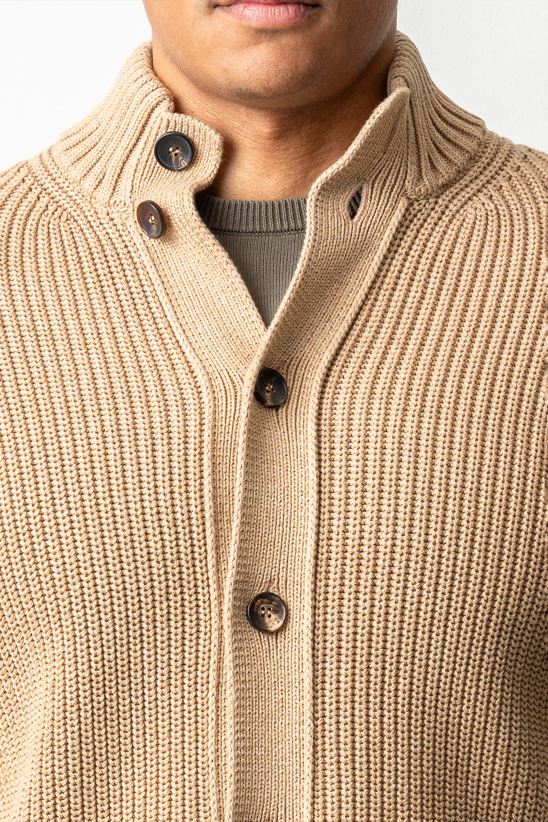 Luxury Heavy Knit Cardigan Beige