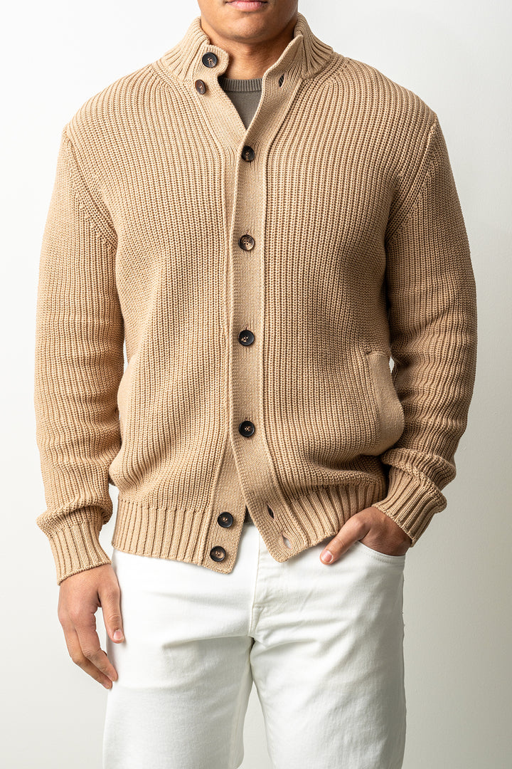 Luxury Heavy Knit Cardigan Beige