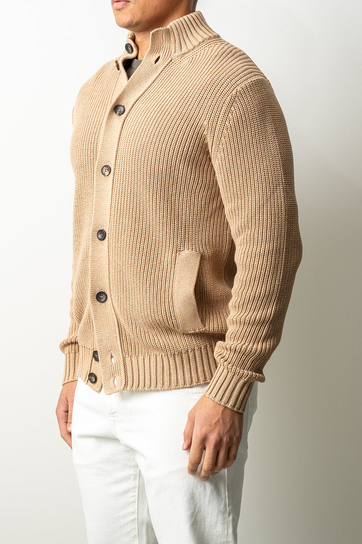Luxury Heavy Knit Cardigan Beige