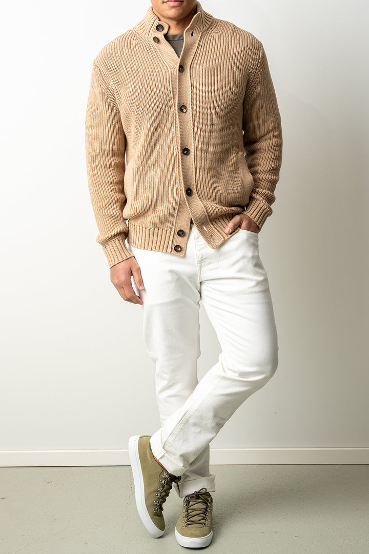 Luxury Heavy Knit Cardigan Beige