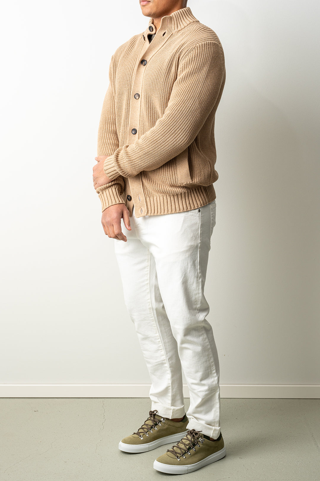 Luxury Heavy Knit Cardigan Beige