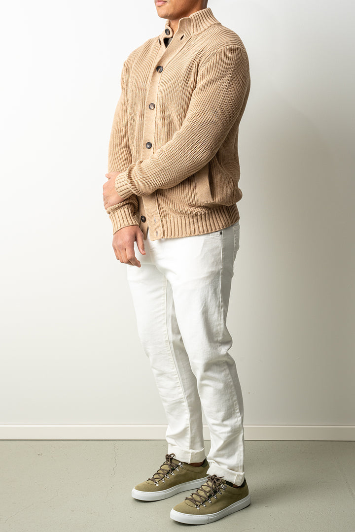 Luxury Heavy Knit Cardigan Beige