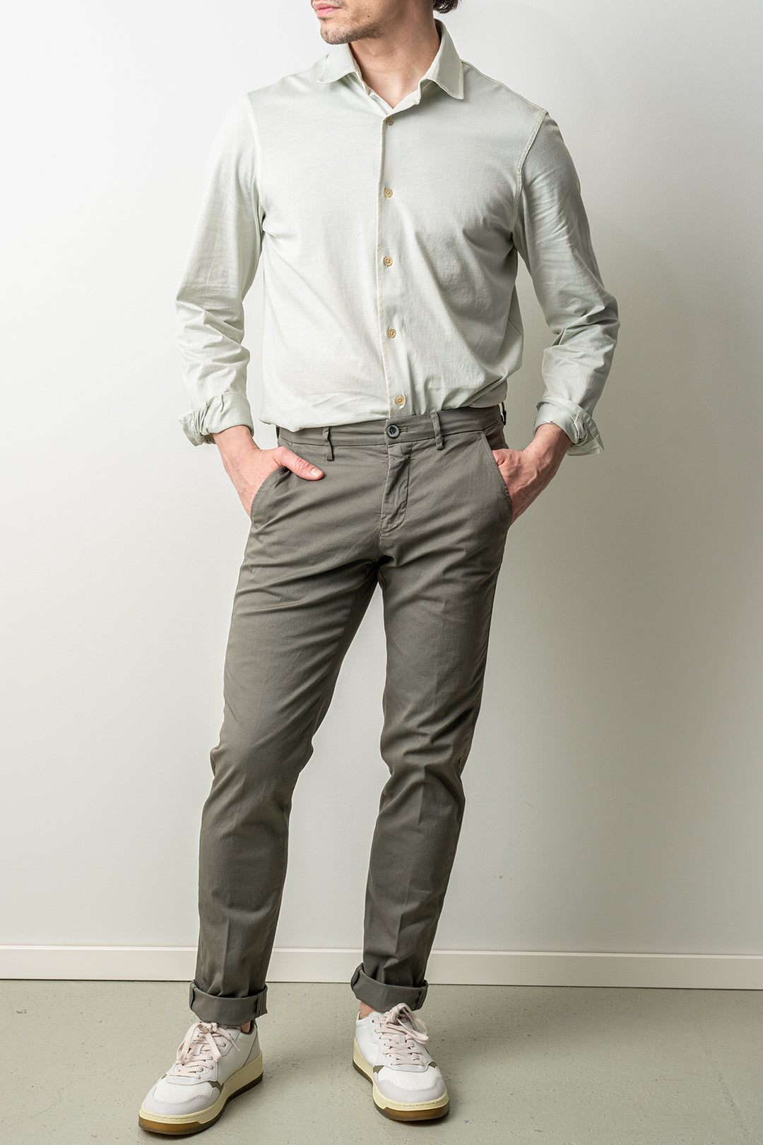 Torino Style Cotton Elastan Trouser Green