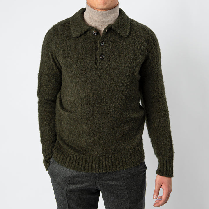 Brushed Shetland Wool Sweater MILITARY