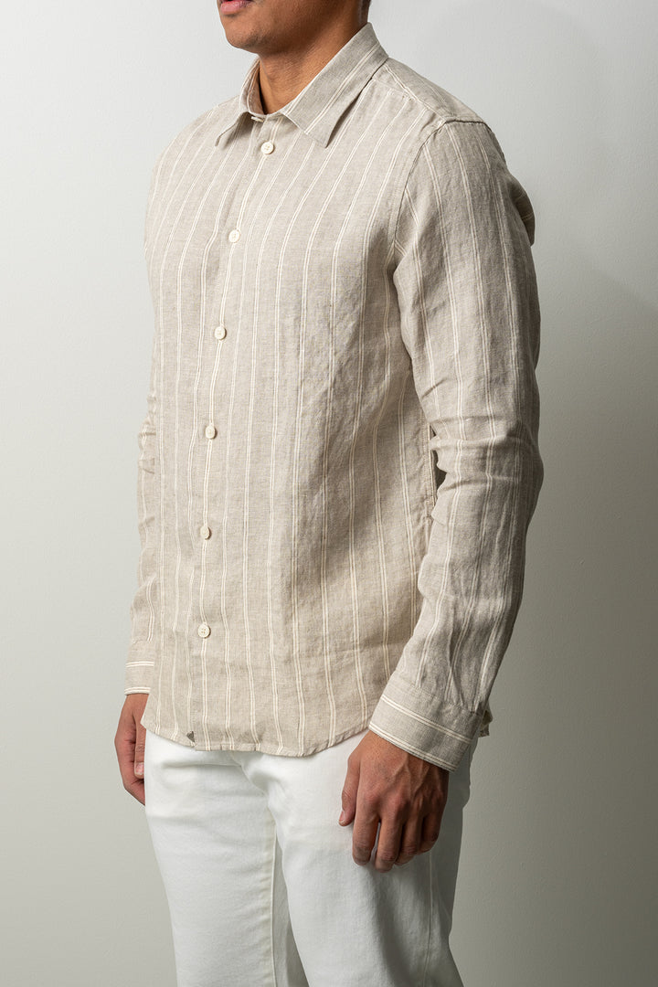 Enzo Shirt 5728 Oat Stripe