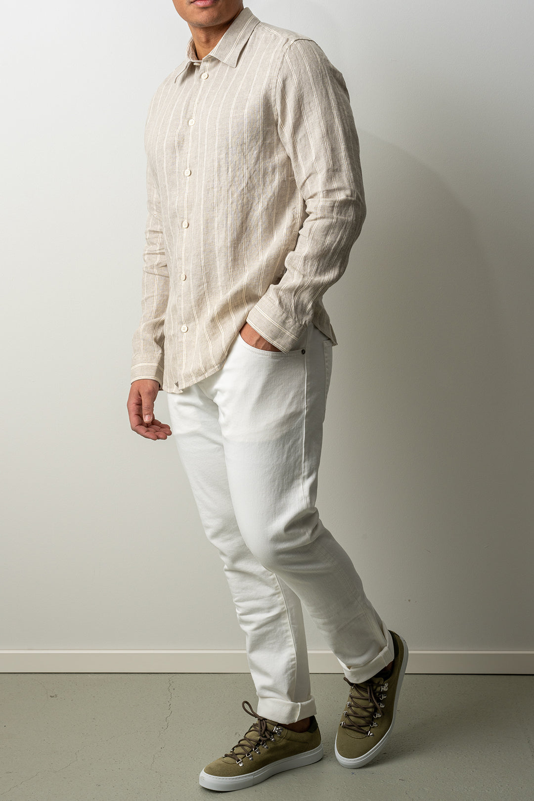 Enzo Shirt 5728 Oat Stripe