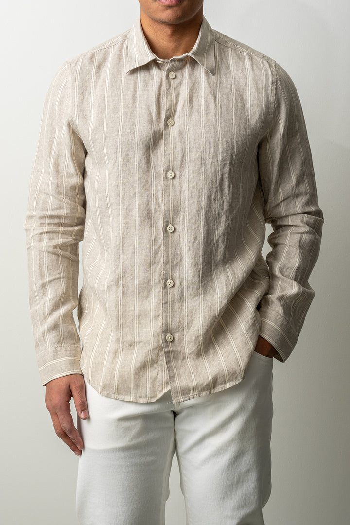 Enzo Shirt 5728 Oat Stripe