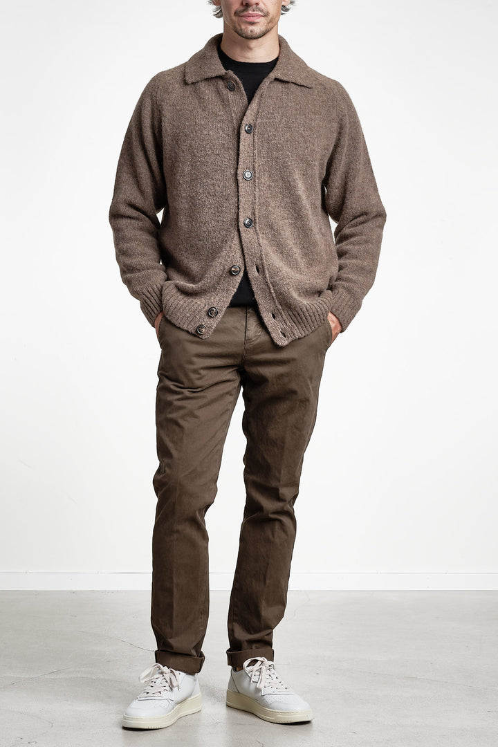 Luxury Alpaca Cardigan Sweater Brown melange – FILIPPO DE LAURENTIIS, helbild snett