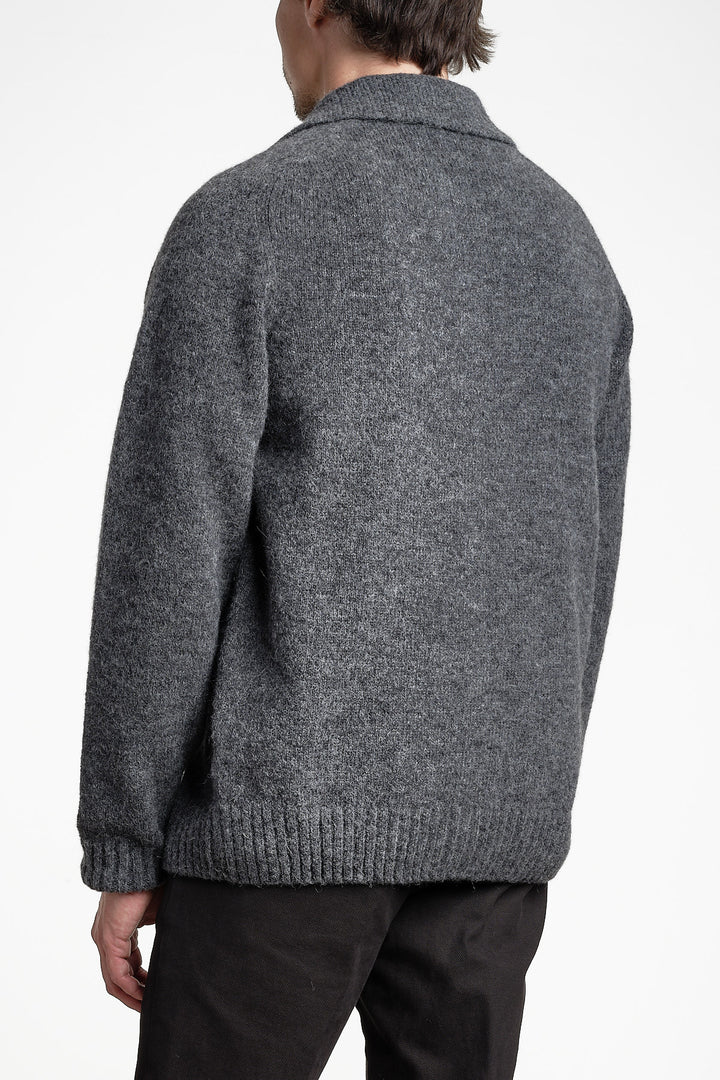 Luxury Alpaca Cardigan Sweater Graphite – FILIPPO DE LAURENTIIS, bakifrån