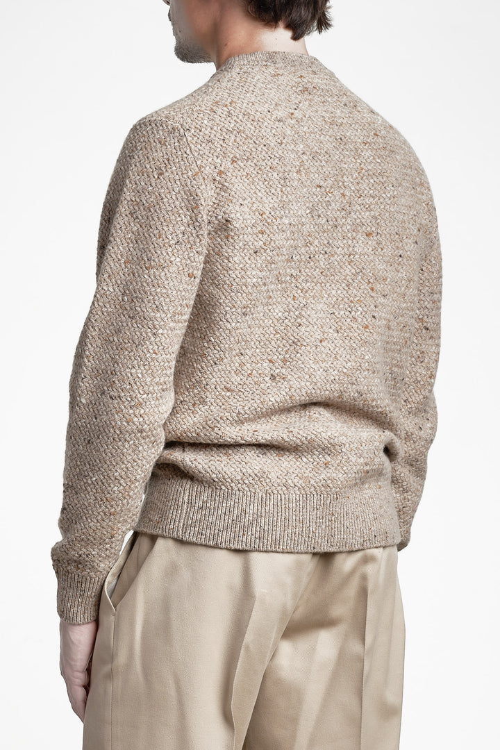 Tweed Cashmere Knit Crewneck Beige – FILIPPO DE LAURENTIIS, bakifrån