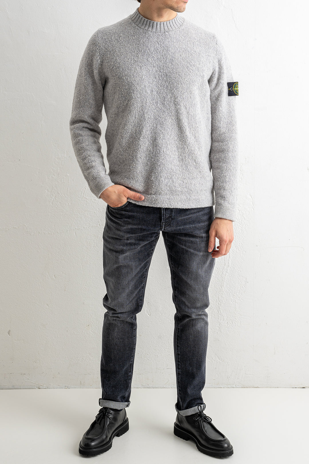 Fancy Yarn Contrasting Finishes Crewneck 5100056 MELANGE GREY