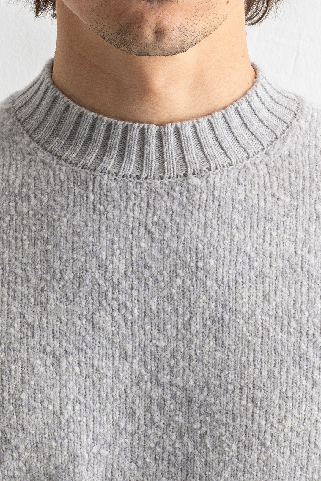 Fancy Yarn Contrasting Finishes Crewneck 5100056 MELANGE GREY