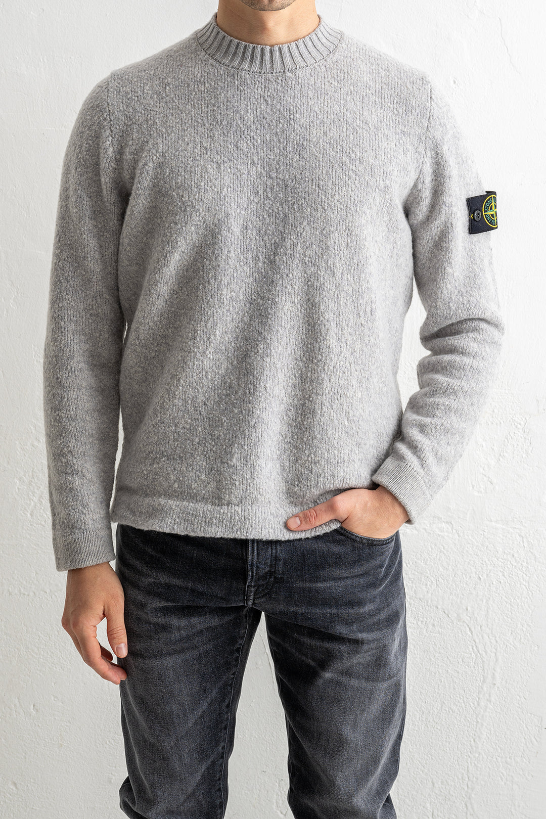 Fancy Yarn Contrasting Finishes Crewneck 5100056 MELANGE GREY