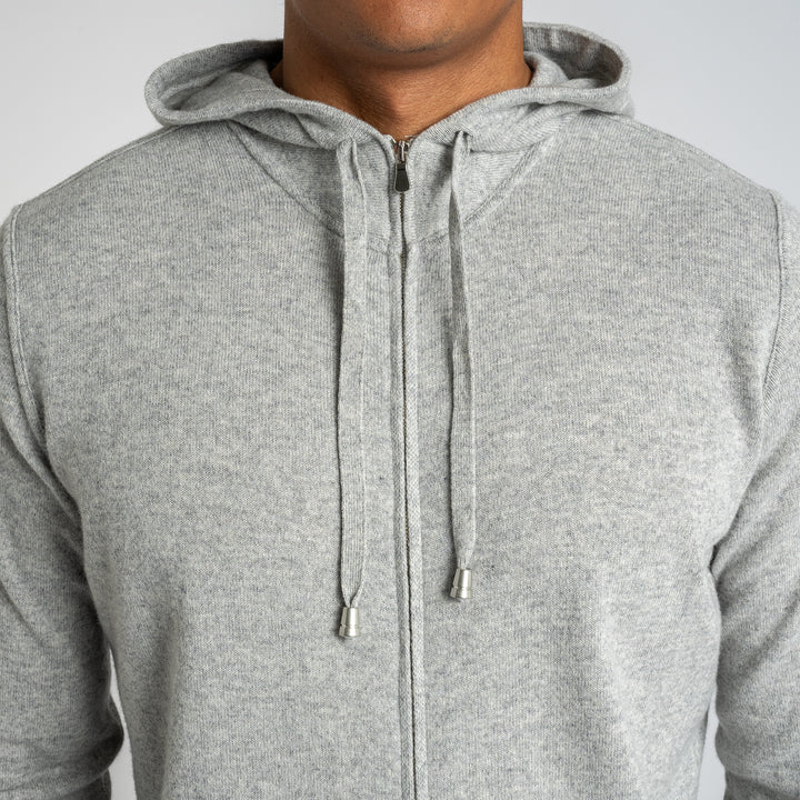 Luxury Wool Cashmere Hoodie With Zip PEARL