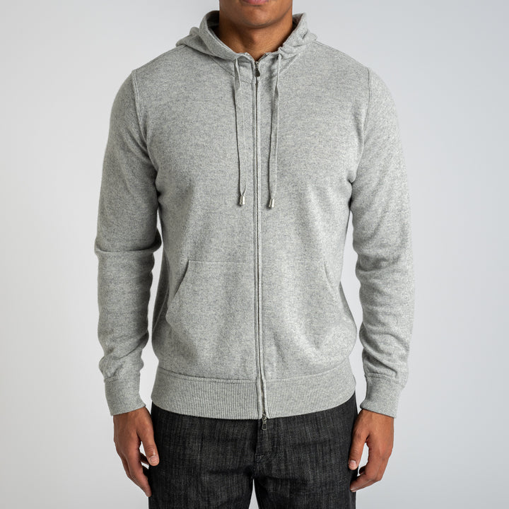 Luxury Wool Cashmere Hoodie With Zip PEARL