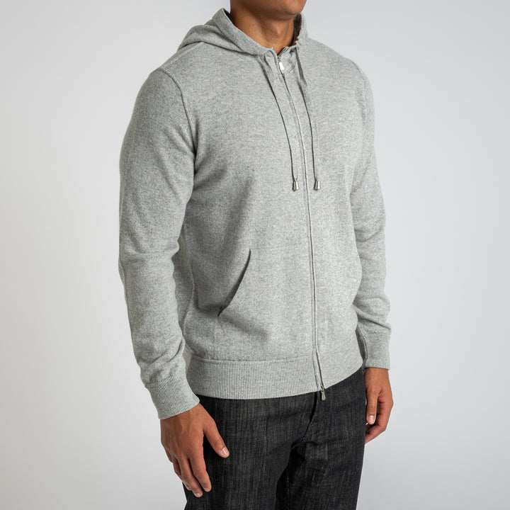 Luxury Wool Cashmere Hoodie With Zip PEARL