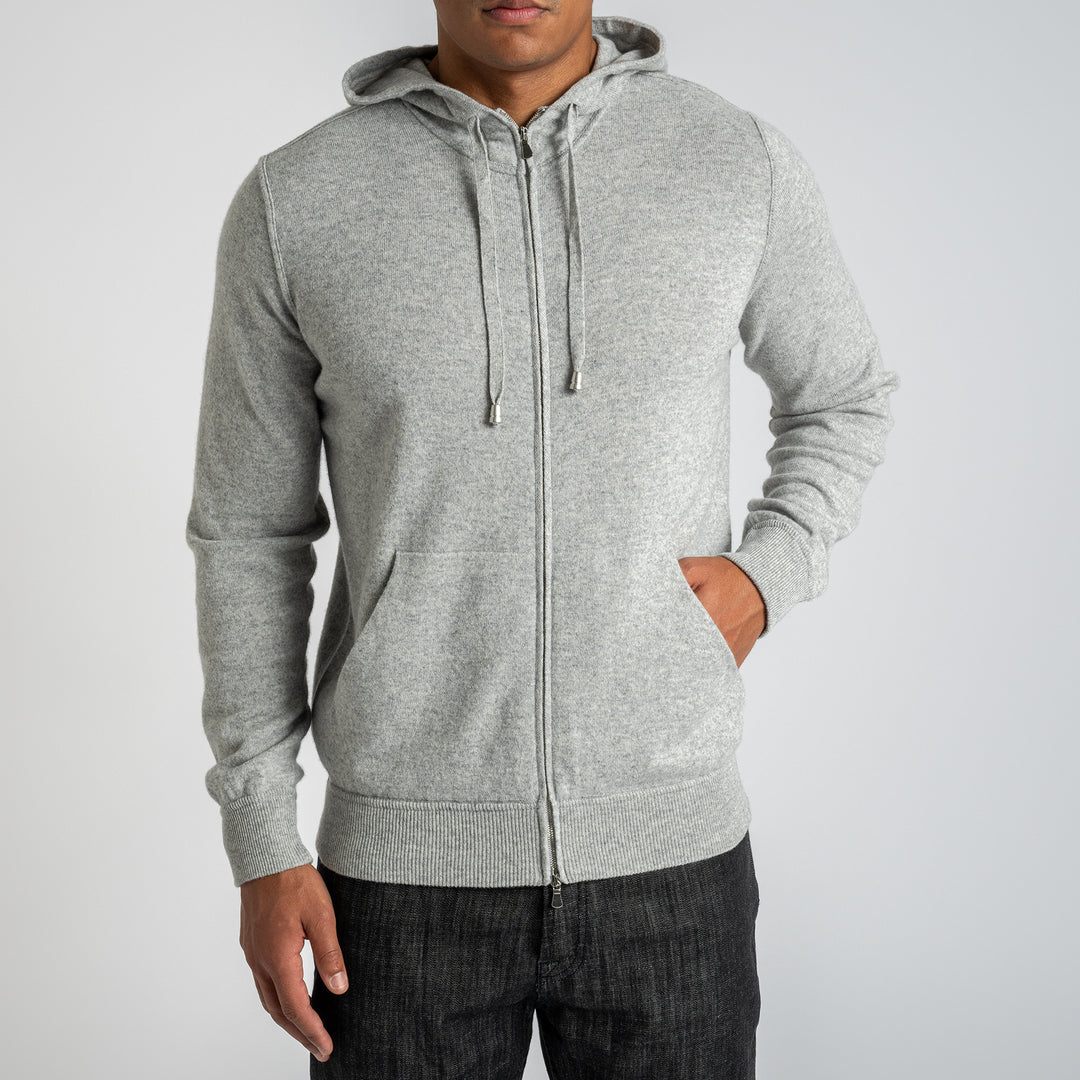 Luxury Wool Cashmere Hoodie With Zip PEARL