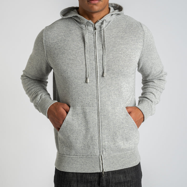 Luxury Wool Cashmere Hoodie With Zip PEARL