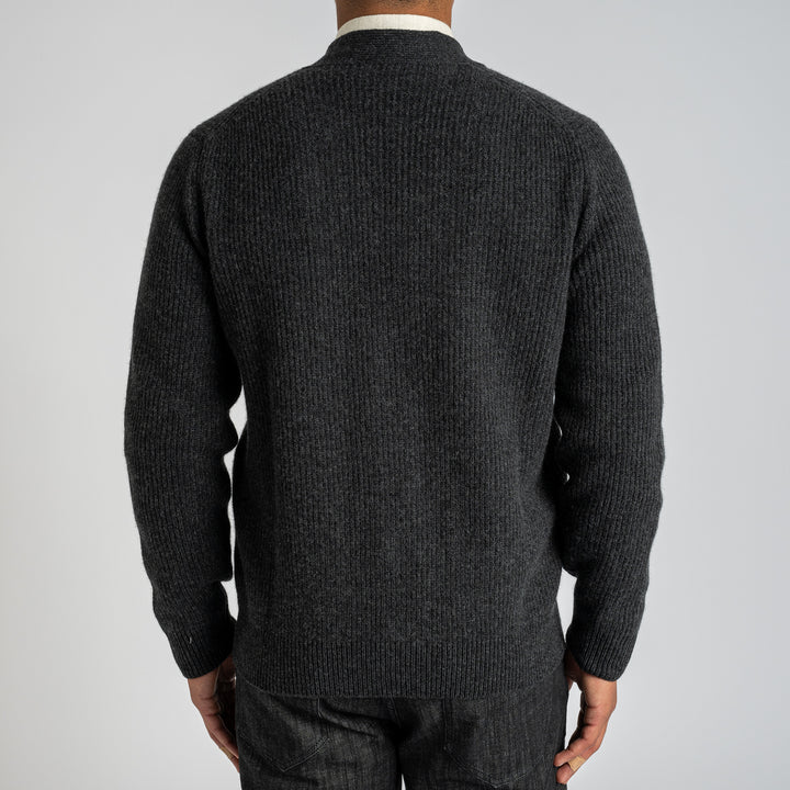 Ribbed Wool Cashmere Cardigan Antracite